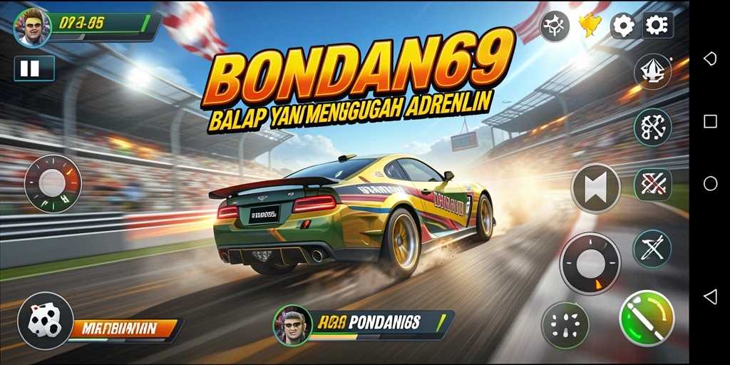 Tangkapan layar gameplay BONDAN69 menampilkan aksi balapan yang mendebarkan.