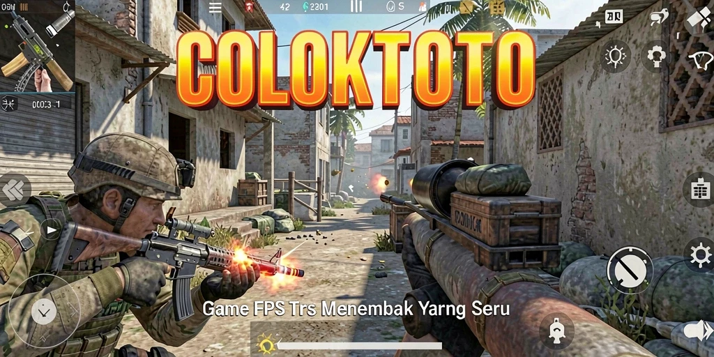 Tangkapan layar gameplay COLOKTOTO dengan aksi menembak yang intens.