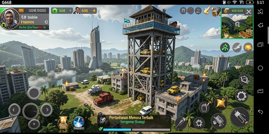 Screenshot menunjukkan gameplay menarik Tower Defense di G668.