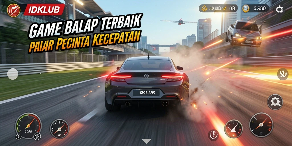 Tampilan gameplay mendebarkan di lapangan balap IDKLUB.