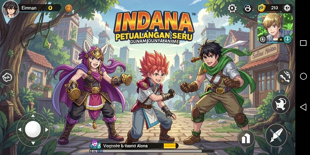 Tampilan gameplay INDAAA yang penuh warna dan menakjubkan.