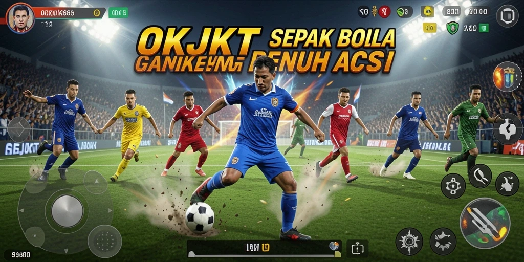 Tampilan gameplay seru dalam pertandingan sepak bola di OKJKT.