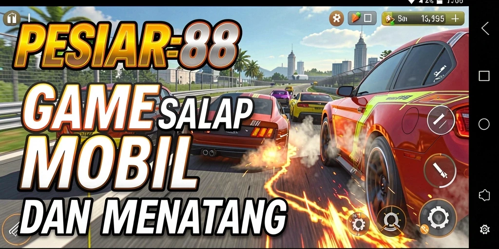 Tangkapan layar utama PESIAR88 menampilkan aksi balap yang mendebarkan.
