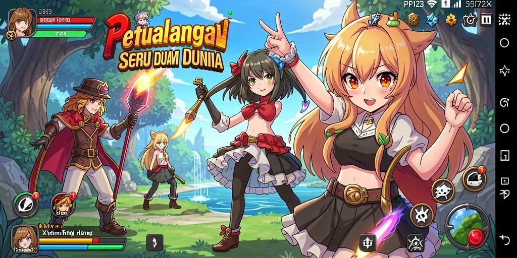 Tangkapan layar PP123 menunjukkan karakter Anime yang beraksi dalam pertarungan epik.