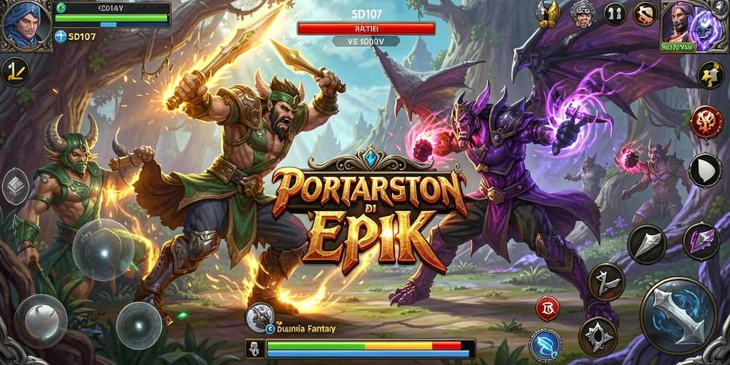 Tampilan dinamis gameplay ARPG penuh aksi di SD107.