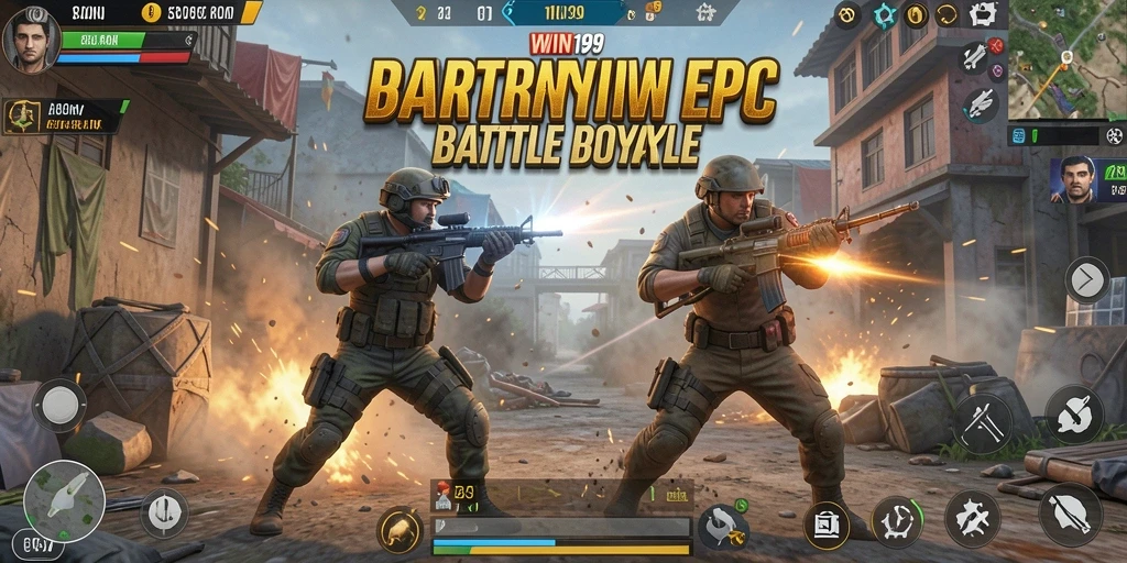 Screenshot gameplay WIN199 menampilkan momen seru di tengah pertempuran Battle Royale.