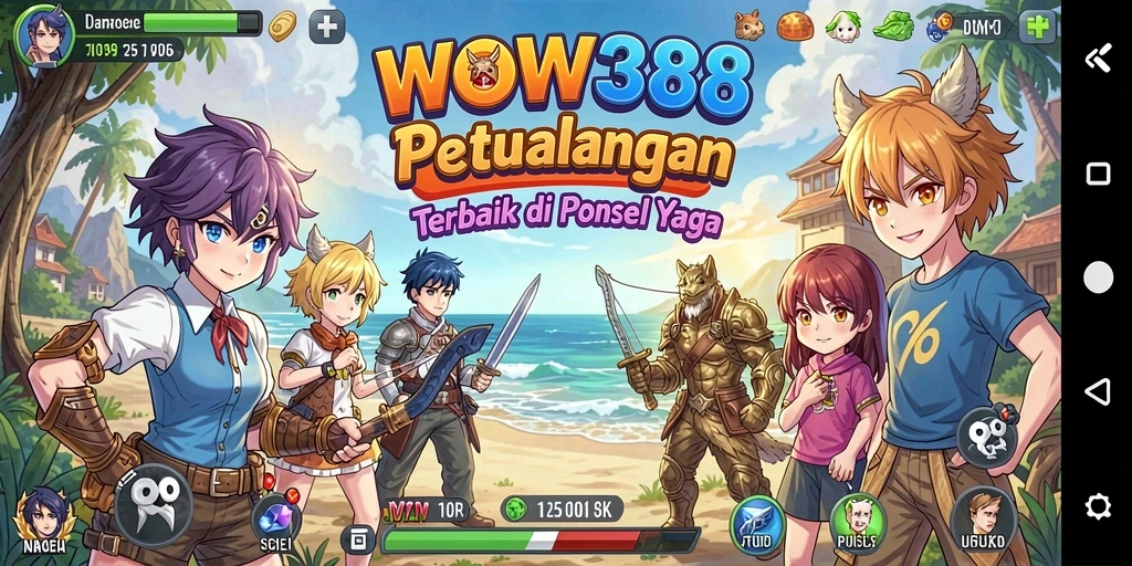 Screenshot dari gameplay WOW388 dengan karakter anime yang ikonik.